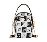 Borsa a tracolla alla moda con segni musicali bianchi neri con multi tasche per le donne per il viaggio