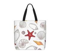 Borsa a tracolla alla moda con stampa di stelle marine con cerniera, borsa casual per lavoro e viaggi