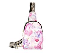 Borsa a tracolla alla moda con unicorni ad acquerello cuore San Valentino borsa a tracolla moda fanny pack per le donne per il pacchetto di giorno