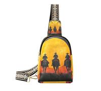 Borsa a tracolla alla moda da Cowboy Horse Sunset borsa a tracolla multiuso per il pacchetto di giorno, cowboy, cavallo, tramonto, 1 size