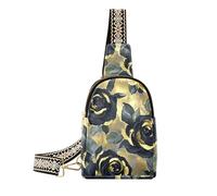 Borsa a tracolla alla moda gotica con rose nere e dorate impermeabili per il viaggio, Rose gotiche in oro nero