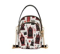 Borsa a tracolla alla moda gotica rossa e nera di Halloween con croce a bara per le donne con multi tasche borsa per le donne per il lavoro