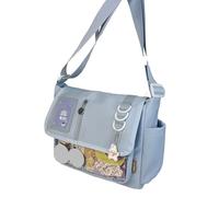 Borsa a tracolla alla moda in nylon giapponese stile college borsa a tracolla borsa a tracolla borse per studenti e amanti degli anime borsa per la spesa casual, blu cielo, One Size
