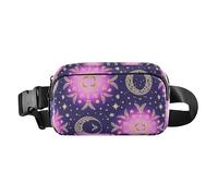 Borsa a tracolla alla moda in stile bohémien, con motivo misterioso luna, unisex, piccola borsa a tracolla con tracolla regolabile, per viaggi, shopping, corsa