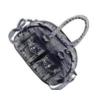 Borsa a tracolla alla moda jeans borsa a tracolla resistente all'usura grande capacità shopping lavoro borsa con manico superiore borsa con tracolla regolabile, Blu retrò., One Size