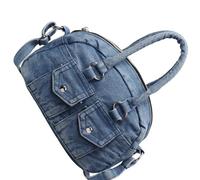 Borsa a tracolla alla moda jeans borsa a tracolla resistente all'usura grande capacità shopping lavoro borsa con manico superiore borsa con tracolla regolabile, Azzurro, One Size