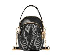Borsa a tracolla alla moda leggera impermeabile romantica scheletri coppia | poliestere 3 tasche con cerniera maniglia superiore e tracolla versatile moda quotidiana