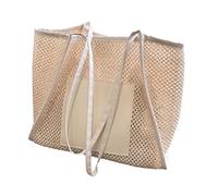 Borsa a tracolla alla moda per le donneSpaziosa borsa a rete leggera casual a spalla per uso quotidiano Shopping e gite in spiaggia Tote in rete palestra picnic shopping leggero, bianco, One Size