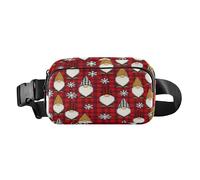 Borsa a tracolla alla moda per piccoli uomini d'affari Red Buffalo Plaid & Leopard Christmas Gnomes Sling Chest Bag con tracolla regolabile Mini per allenamento, corsa, escursionismo