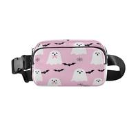 Borsa a tracolla alla moda per uomo e donna, graziosa borsa a tracolla rosa con fantasmi di Halloween per tumori al seno, con cinghia regolabile, impermeabile, per allenamento, corsa, escursionismo