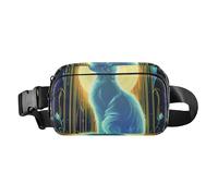 Borsa a tracolla alla moda per uomo e donna, impermeabile, con tracolla regolabile, per ciclismo, escursionismo, palestra, Cartone animato Tarocchi Astrologia gatto bianco, 1 size