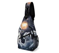 Borsa a tracolla alla moda, piccolo zaino unisex, zaino a tracolla con motivo a tigre bianca, universo e galassia, per viaggi ed escursioni.