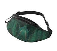 Borsa a tracolla alla moda stampa foglie tropicali blu tealight, marsupio unisex a vita regolabile, marsupio per turisti - borsa leggera e resistente al volo per visitare 14 x 35 cm, A33, A33, taglia