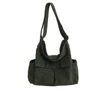 Borsa a tracolla alla moda unisex in velluto a coste, grandi borse messenger per mostrare il tuo fascino personale in ogni occasione studenti, Verde