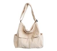 Borsa a tracolla alla moda unisex in velluto a coste, grandi borse messenger per mostrare il tuo fascino personale in ogni occasione studenti, bianco