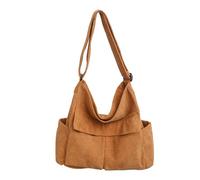 Borsa a tracolla alla moda unisex in velluto a coste, grandi borse messenger per mostrare il tuo fascino personale in ogni occasione studenti, Marrone