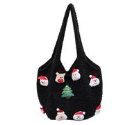 Borsa a tracolla all'uncinetto a maglia cava casual Hollow Out Knit Tote Bohemian Knit Crochet String Bag per le donne estate spiaggia, Nero , 16.54*5.91*13.39inch