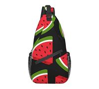 Borsa a tracolla antifurto compatibile con Chic Watermelon Fruit Pattern Crossbody Chest Backpack Small Daypack Fashion Outdoor Cycling Gym Chest Shoulder Bags for Men & Women
