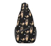 Borsa a Tracolla Antifurto, Modello Carino Cuori di Cane da Pastore, Zaino a Tracolla a Spalla Borsa a Petto Impermeabile Zainetto Casual Leggero per Sport da Viaggio