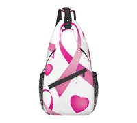 Borsa a Tracolla Antifurto, per Nastri di Consapevolezza del Cancro al Seno Cuore d'Amore Rosa, Zaino a Tracolla Borsa a Tracolla Impermeabile Zainetto Casual Leggero per Sport da Viaggio