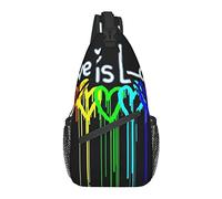 Borsa a tracolla antifurto Zaino a tracolla compatibile con Rainbow Gay Pride Rainbow Heart Love is Love Borse a tracolla Sacca da palestra, Borsa a tracolla leggera per uomo Donna Viaggi Palestra Spo