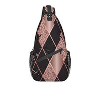Borsa a tracolla Arte moderna Marmo geometrico Oro rosa Nero Zaino da escursionismo Zaino a tracolla a tracolla Zaino da viaggio per uomo Donna