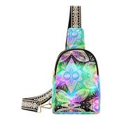 Borsa a tracolla astratta alla moda astratta farfalla Alient borsa a tracolla in pelle piccola borsa a tracolla per escursioni, astratto neon farfalla aliente