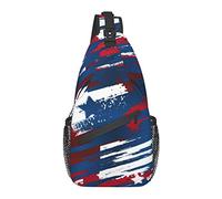 Borsa a tracolla astratta blu rossa a strisce bandiera americana escursionismo zainetto zaino a tracolla zaino da viaggio per uomo donna