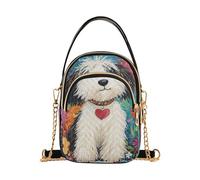 Borsa a tracolla autunnale alla moda con cane carino colorato floreale con tasche multiple per le donne per le signore