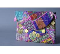 Borsa A Tracolla Banjara Ricamata Indiano In Patchwork