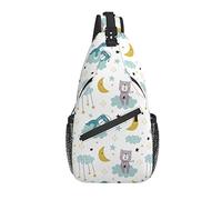 Borsa a tracolla Bear Moon Star White Childish Hiking Daypack Crossbody Shoulder Backpack Travel Chest Pack for Men Women