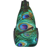 Borsa a tracolla, bellissimo zaino a tracolla con stampa di piume di pavone per donne e uomini a spalla casual