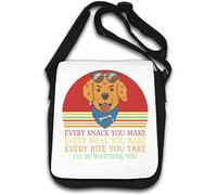 Borsa a tracolla bianca con scritta "Every Snack You Make Every Meal You Bake Every Bite You Take I'll Be Watching You"