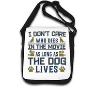 Borsa a tracolla bianca con scritta "I Don't Care Who Dies In The Movie As Long As The Dog Lives"