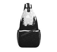 Borsa a tracolla Black and White Moon Tree Magic Dark Hiking Daypack Crossbody Shoulder Backpack Travel Chest Pack for Men Women