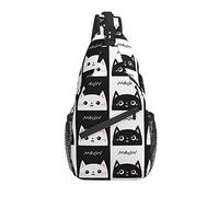 Borsa a tracolla Black White Cat Kitten Hiking Daypack Crossbody Shoulder Backpack Travel Chest Pack for Men Women