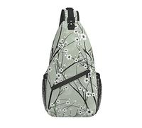 Borsa a tracolla Blossom Cherry Flower Mint Green Hiking Daypack Crossbody Shoulder Backpack Travel Chest Pack for Men Women