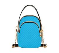Borsa a tracolla blu cielo profondo borsa da donna borsa a catena piccola borsa a catena con stampa floreale cerniera bombetta tote donna Satchel, 15 cm × 21,1 cm × 7,9 cm