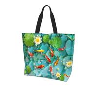 Borsa a tracolla blu navy con motivo cielo e stelle, borsa organizer per viaggi, viaggi d'affari e gite in spiaggia, Giapponese Carpa Pesce Rosso Carpa, Taglia unica