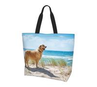 Borsa a tracolla blu navy con motivo cielo e stelle, borsa organizer per viaggi, viaggi d'affari e gite in spiaggia, Golden Retriever, Taglia unica
