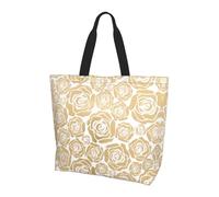 Borsa a tracolla blu navy con motivo cielo e stelle, borsa organizer per viaggi, viaggi d'affari e gite in spiaggia, Molti fiori d'oro, Taglia unica