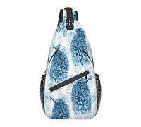 Borsa a tracolla blu pavone fiore di peonia escursionismo zainetto zaino a tracolla zaino da viaggio per uomo donna