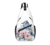 Borsa a tracolla blu uccello rosa fiore escursionismo zainetto zaino a tracolla zaino da viaggio per uomo donna