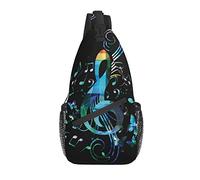 Borsa a tracolla Blue Music Note Black Hiking Daypack Crossbody Shoulder Backpack Travel Chest Pack for Men Women