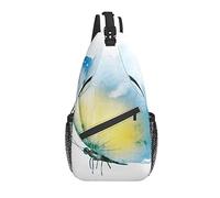 Borsa a tracolla Blue Yellow Butterfly Waterrcolor Hiking Daypack Crossbody Shoulder Backpack Travel Chest Pack for Men Women