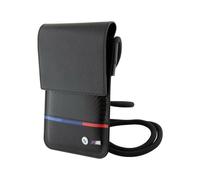 Borsa a tracolla BMW, nera - linea tricolore carbonio