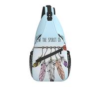 Borsa a tracolla Boho Blue Feather Arrow Hiking Daypack Crossbody Shoulder Backpack Travel Chest Pack for Men Women