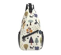 Borsa a tracolla Boho Forest Animal Tree Escursionismo Daypack Crossbody Shoulder Backpack Travel Chest Pack for Men Women