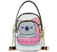 Borsa a tracolla borsa a tracolla con stampa carina tracolla per cellulare borsa trapuntata con cerniera bombetta tote da donna carino grigio koala rosa fenicottero, 15 x 8 x 21 cm
