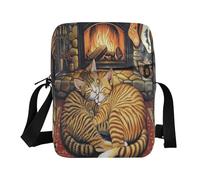 Borsa a tracolla borsa a tracolla da donna borsa a tracolla tracolla regolabile per casual casual - Hearthside Feline Siesta Cozy Cats by The Fire
